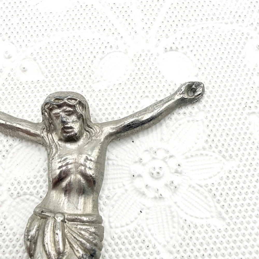 Vintage Silver Tone Pewter Jesus Corpus Christi Crucifix 2.5